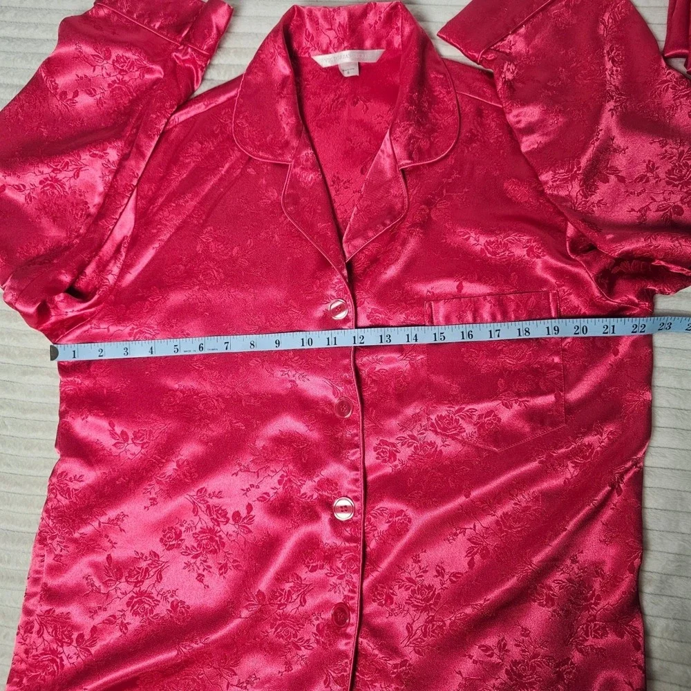 Victoria's Secret‎ Pajama Set Womens S Raspberry Satin Romantic Lounge 2pc Y2K